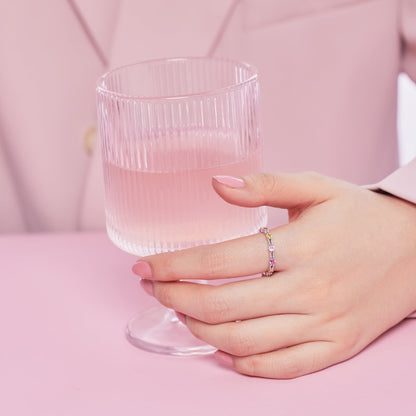 [ORA ]Sparkling Colorful Round Cut Tennis Ring