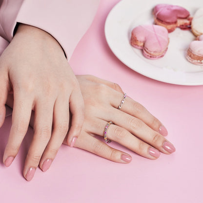 [ORA ]Sparkling Colorful Round Cut Tennis Ring