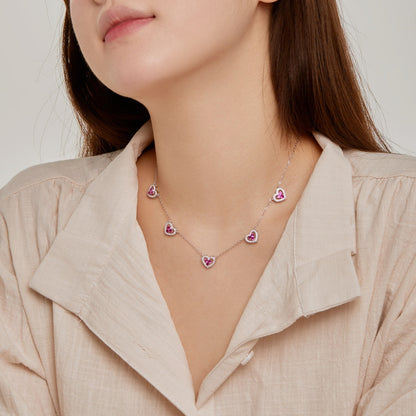 [ORA ]Sparkling Five Heart Necklace