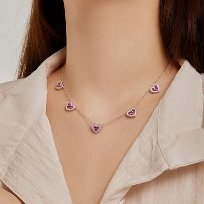 [ORA ]Sparkling Five Heart Necklace