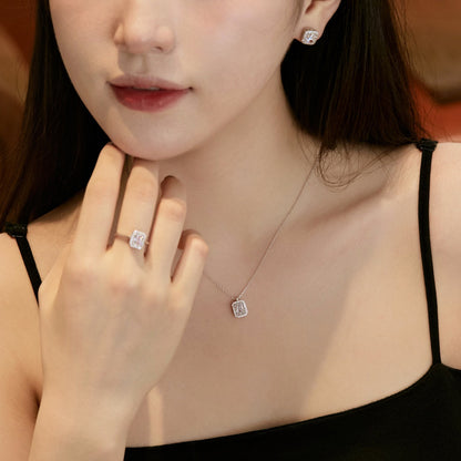 [ORA ]1.0 Carat Luxurious Dainty Emerald Cut Daily Earrings
