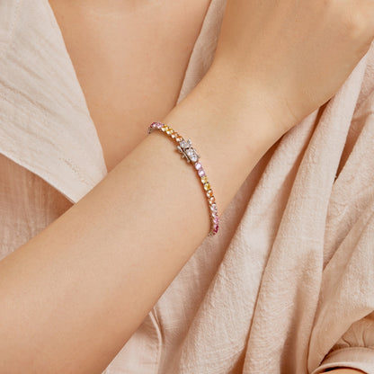 [ORA ]Radiant Colorful Round Cut Tennis Bracelet