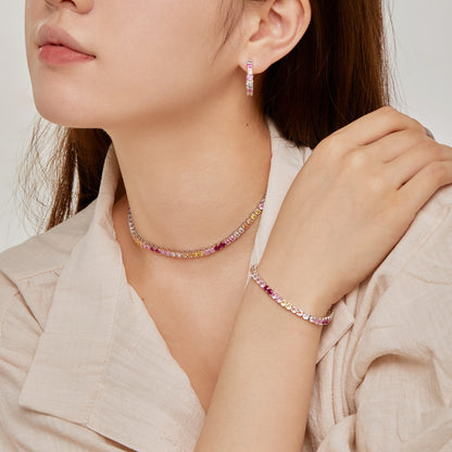 [ORA ]Radiant Colorful Round Cut Tennis Bracelet