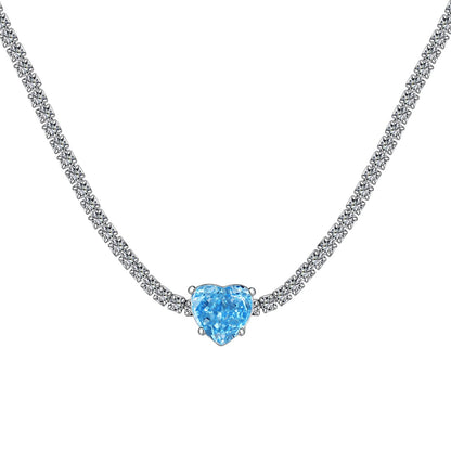 [ORA ]2.0 Carat Sparkling Tennis Heart Cut Necklace