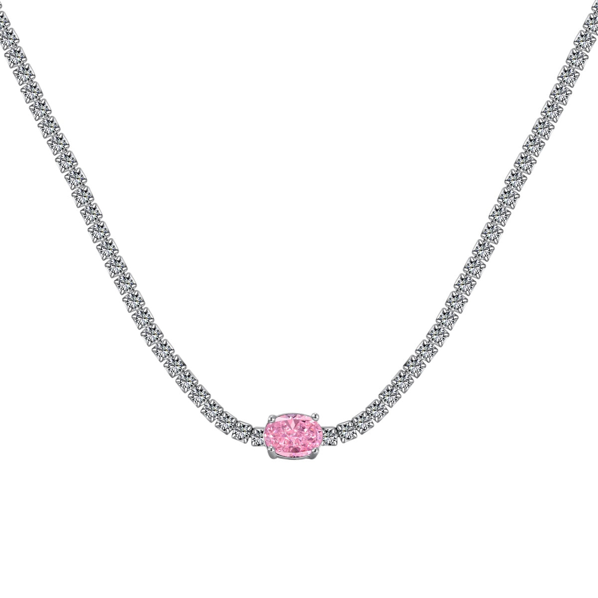 [ORA ]1.0 Carat Shining Oval Cut Necklace