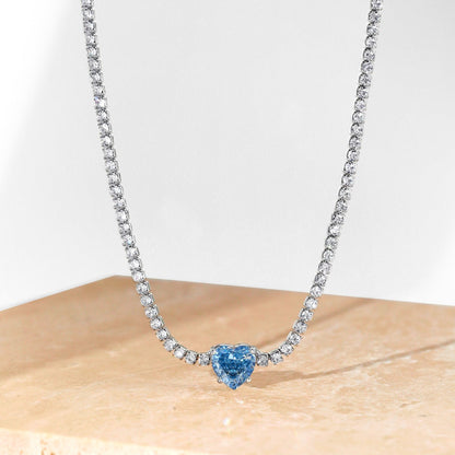 [ORA ]2.0 Carat Sparkling Tennis Heart Cut Necklace