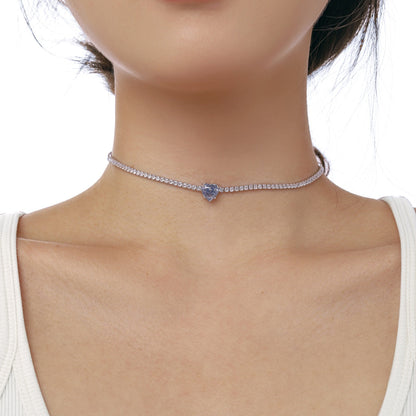 [ORA ]2.0 Carat Sparkling Tennis Heart Cut Necklace