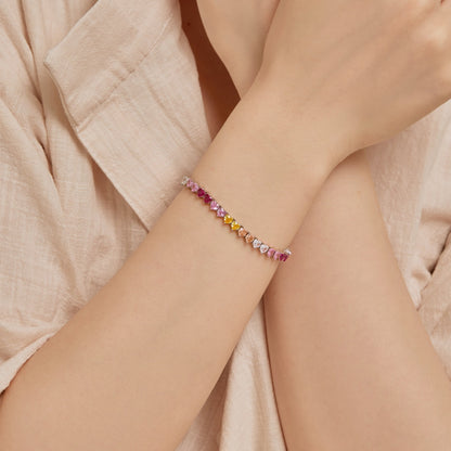 [ORA ]Luxurious Colorful Romantic Heart Shape Lover Bracelet