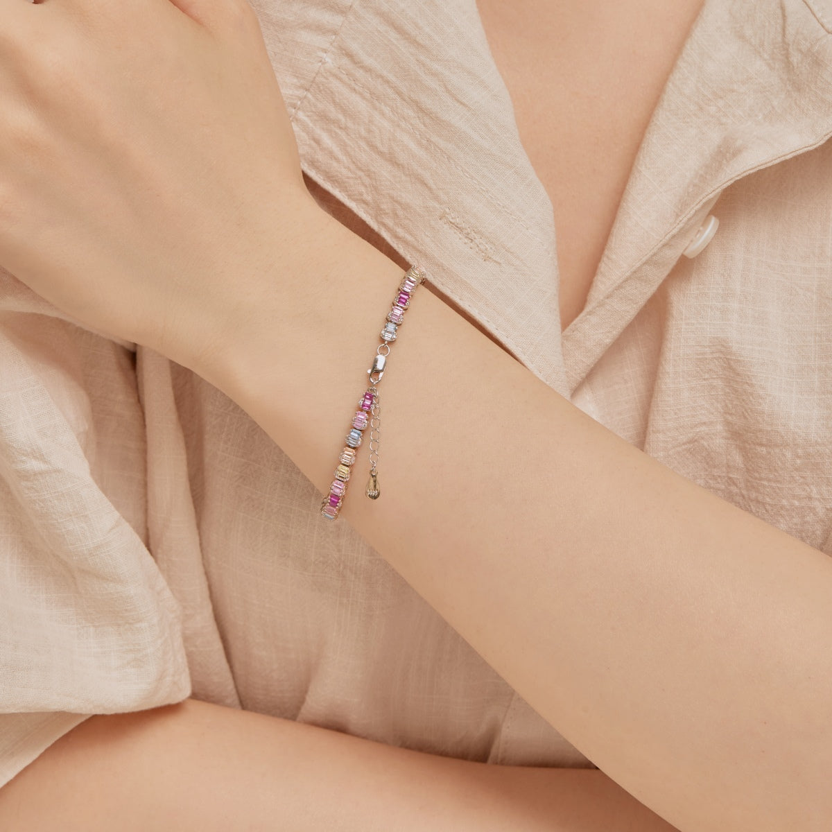 [ORA ]Delicate Colorful Emerald Cut Party Bracelet