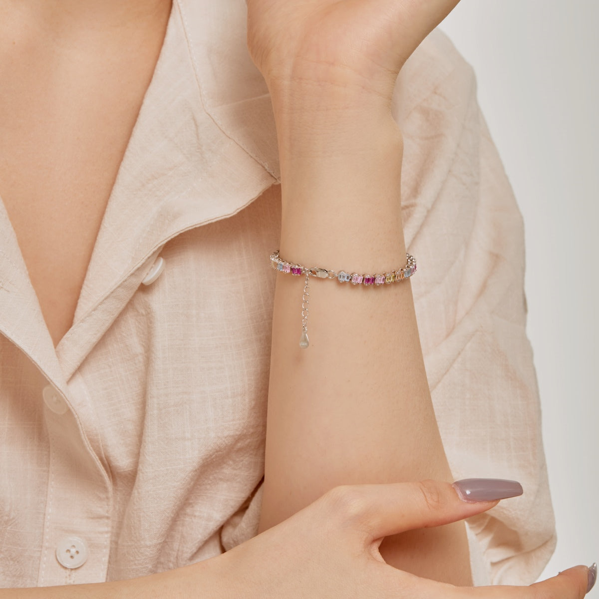 [ORA ]Delicate Colorful Emerald Cut Party Bracelet