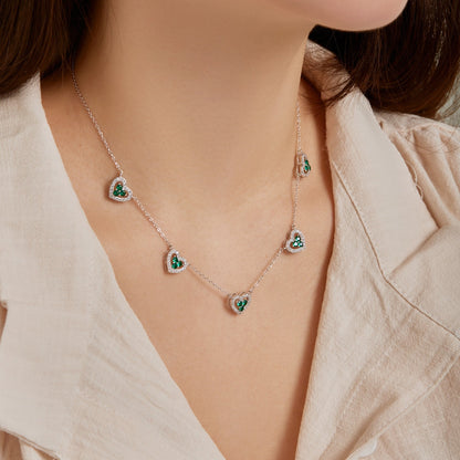 [ORA ]Sparkling Five Heart Necklace