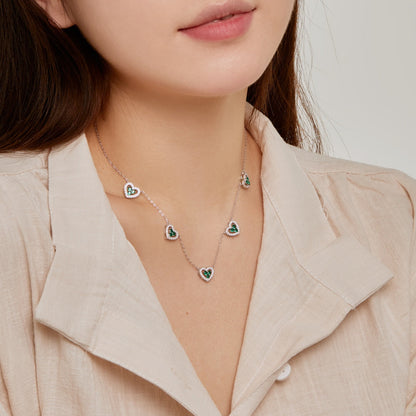 [ORA ]Sparkling Five Heart Necklace