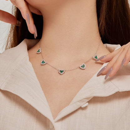 [ORA ]Sparkling Five Heart Necklace