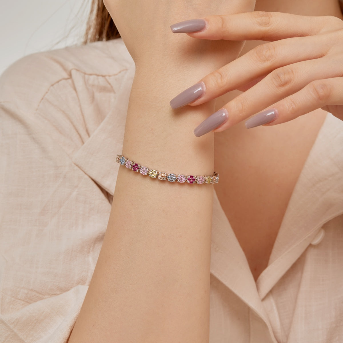 [ORA ]Delicate Colorful Emerald Cut Daily Bracelet