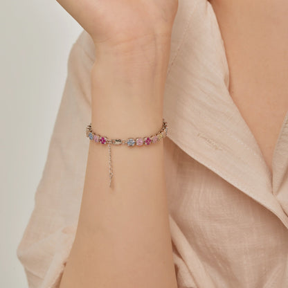 [ORA ]Delicate Colorful Emerald Cut Daily Bracelet