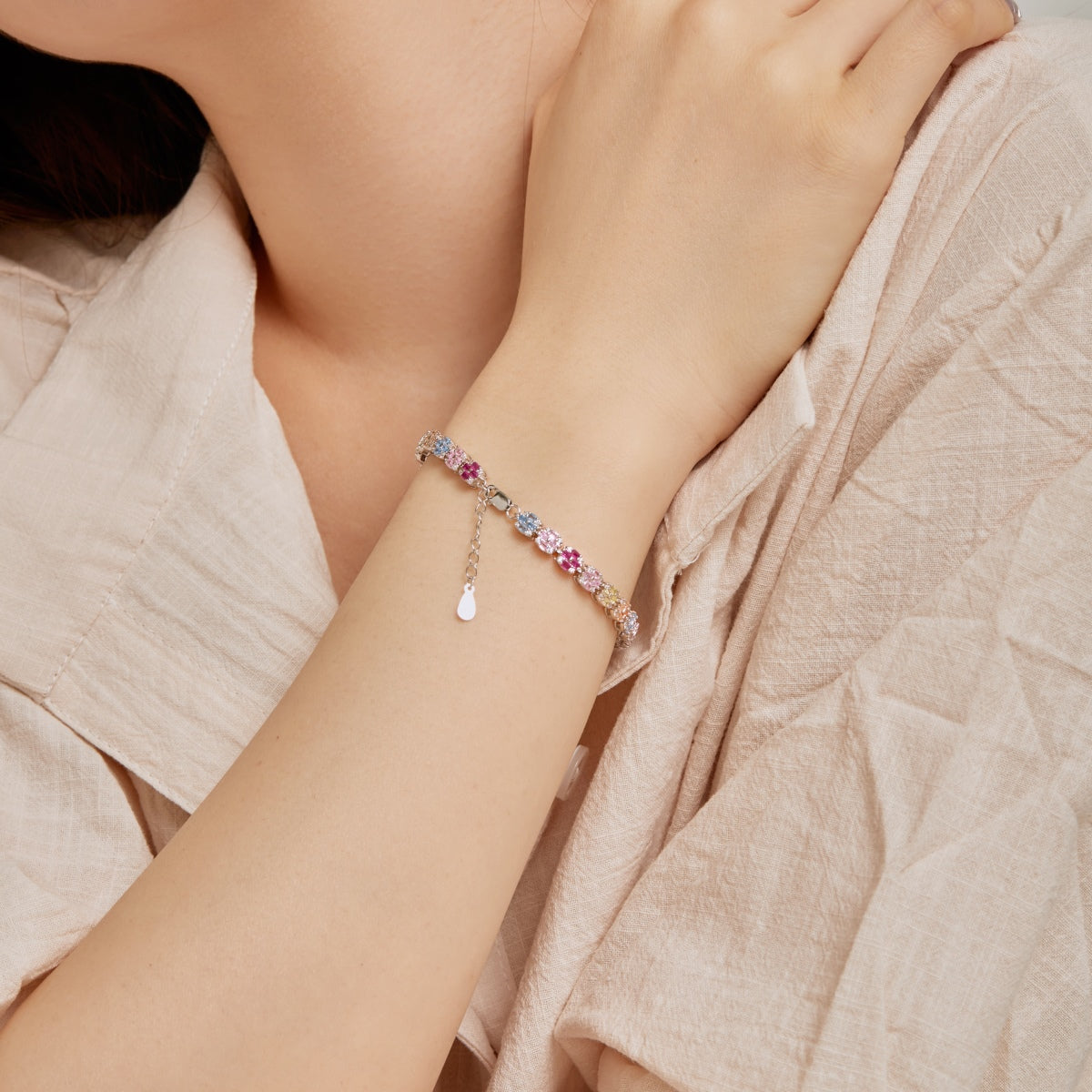 [ORA ]Delicate Colorful Emerald Cut Daily Bracelet