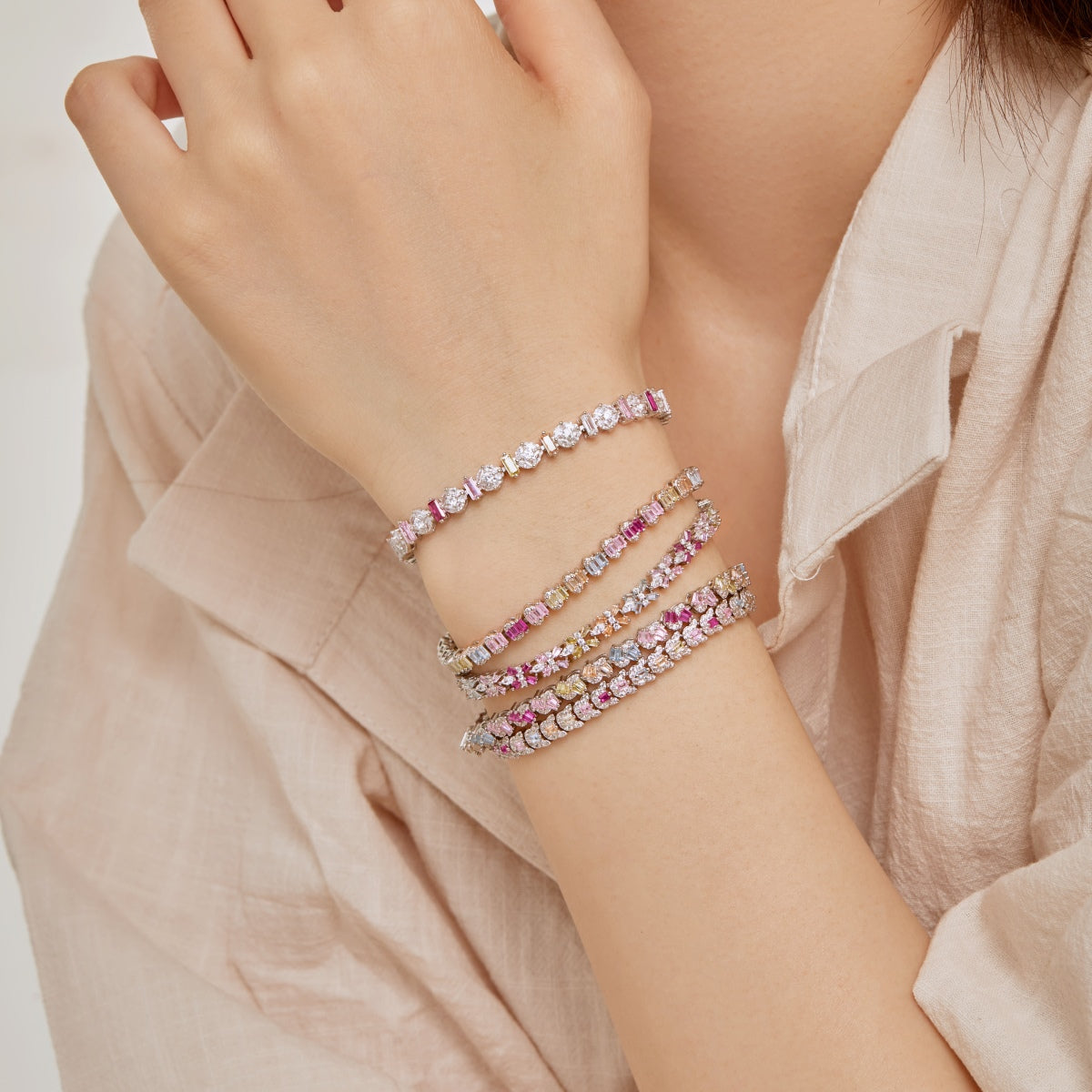 [ORA ]Delicate Colorful Multi Cut Daily Bracelet