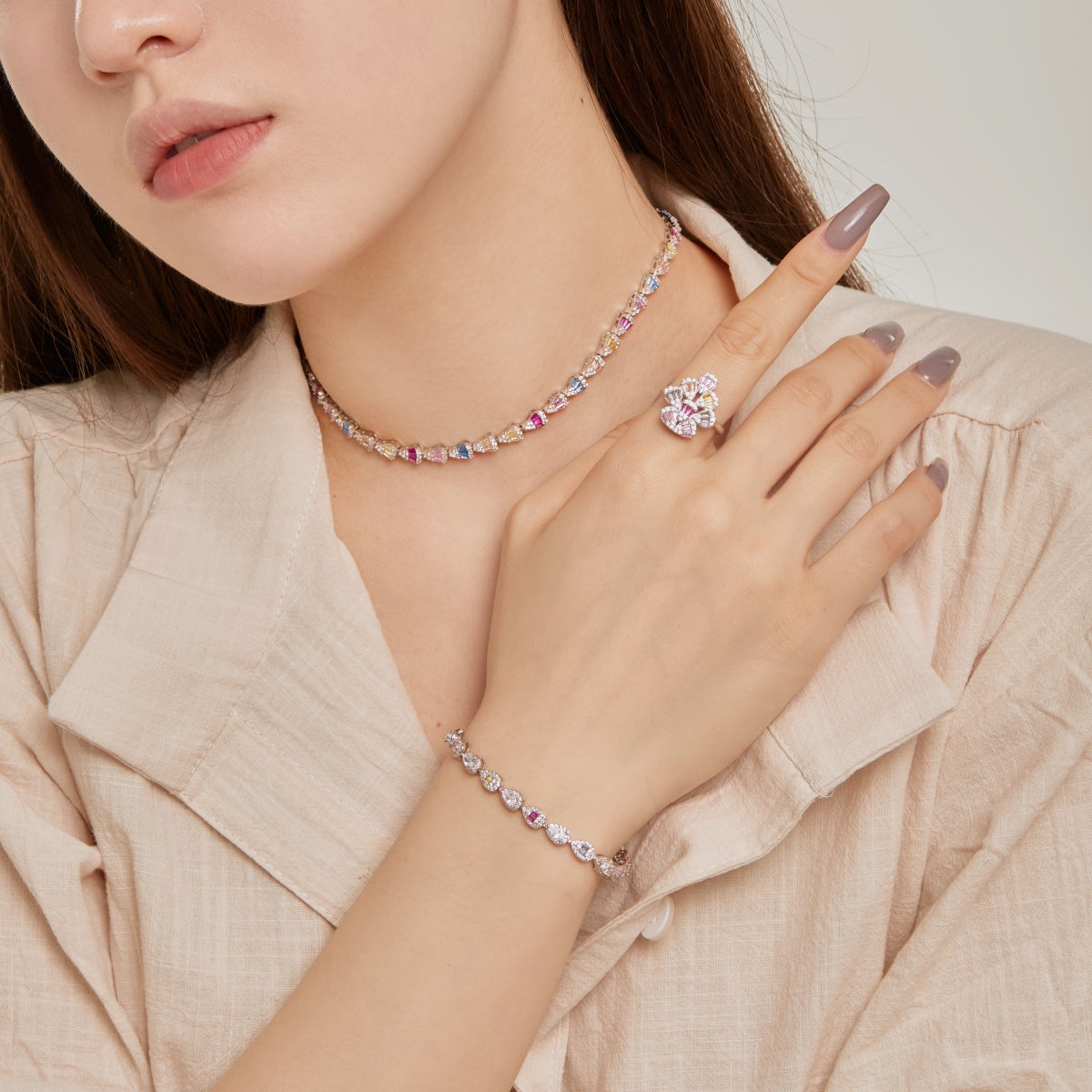[ORA ]0.25 Carat Radiant Water Drop Shape Daily Bracelet