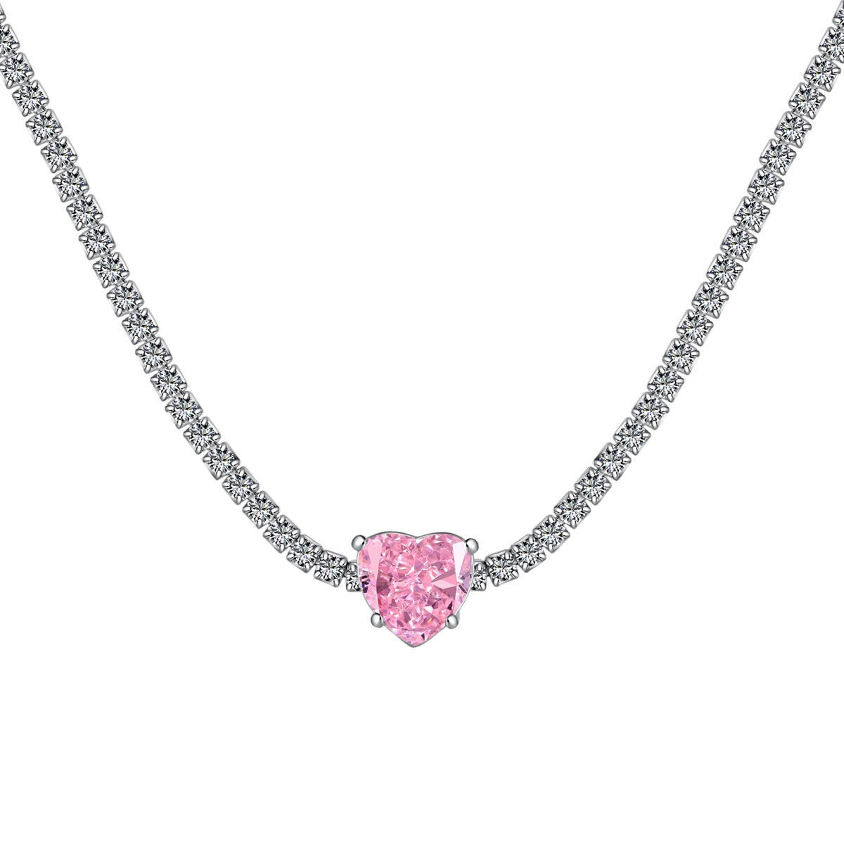 [ORA ]2.0 Carat Sparkling Tennis Heart Cut Necklace