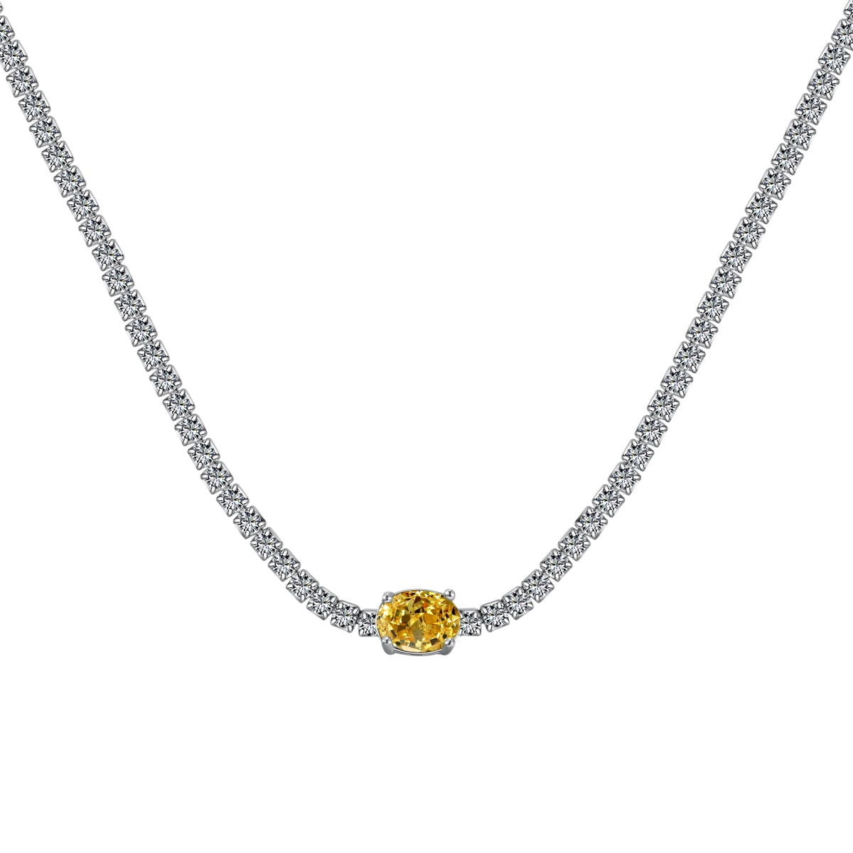 [ORA ]1.0 Carat Shining Oval Cut Necklace