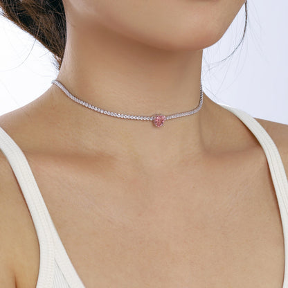 [ORA ]2.0 Carat Sparkling Tennis Heart Cut Necklace