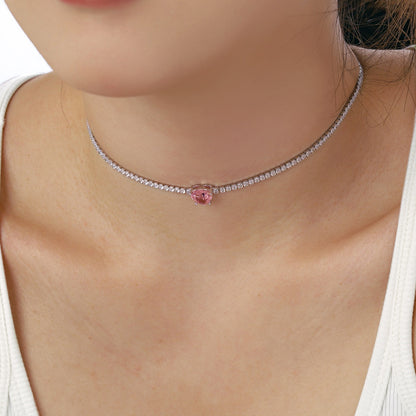 [ORA ]2.0 Carat Sparkling Tennis Heart Cut Necklace