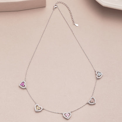 [ORA ]Sparkling Five Heart Necklace
