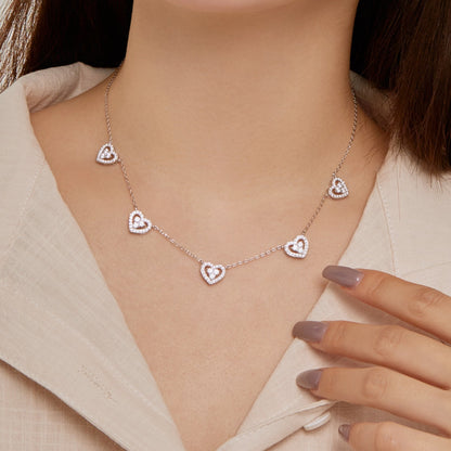 [ORA ]Sparkling Five Heart Necklace
