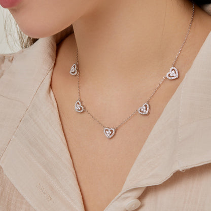 [ORA ]Sparkling Five Heart Necklace