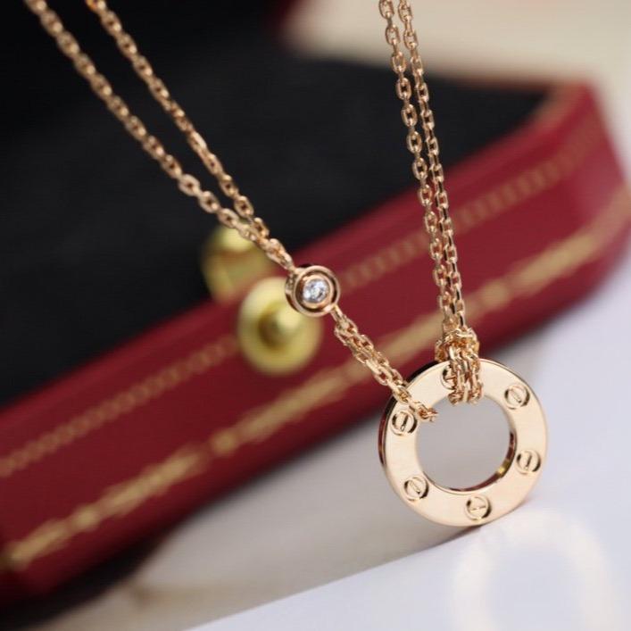 [ORA]LOVE NECKLACE ADJUSTABLE ROSE GOLD 2 DIAMOND