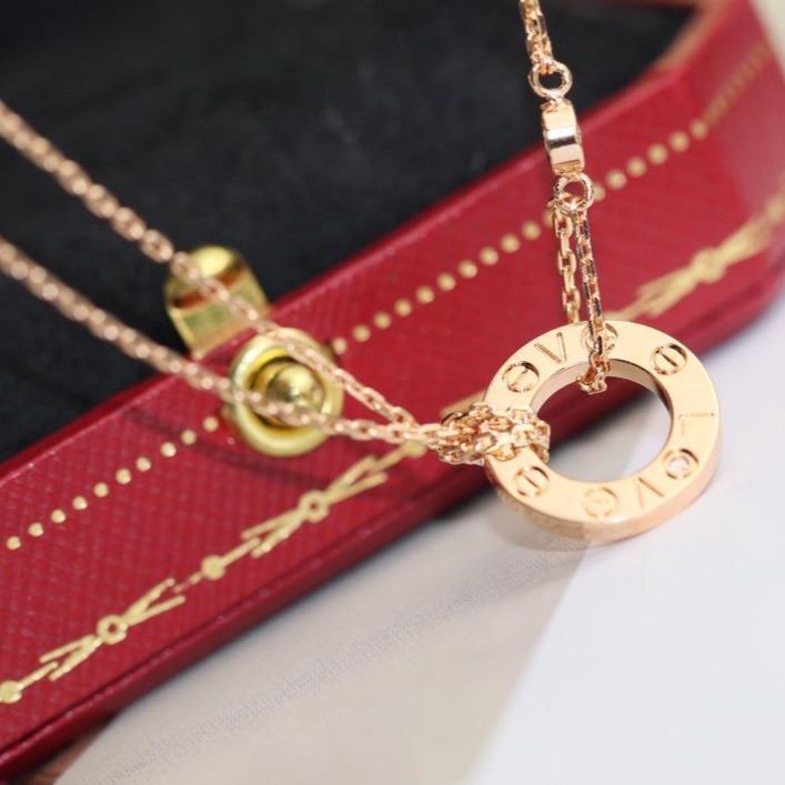 [ORA]LOVE NECKLACE ADJUSTABLE ROSE GOLD 2 DIAMOND