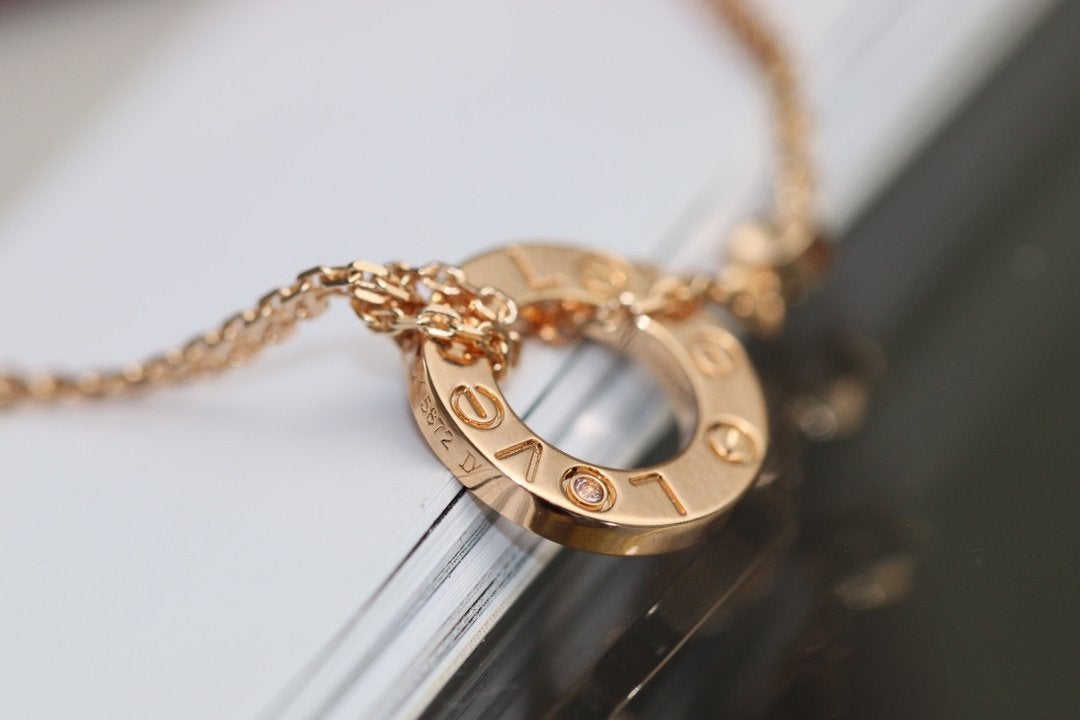 [ORA]LOVE NECKLACE ADJUSTABLE ROSE GOLD 2 DIAMOND
