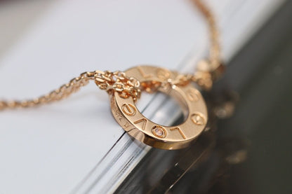 [ORA]LOVE NECKLACE ADJUSTABLE ROSE GOLD 2 DIAMOND