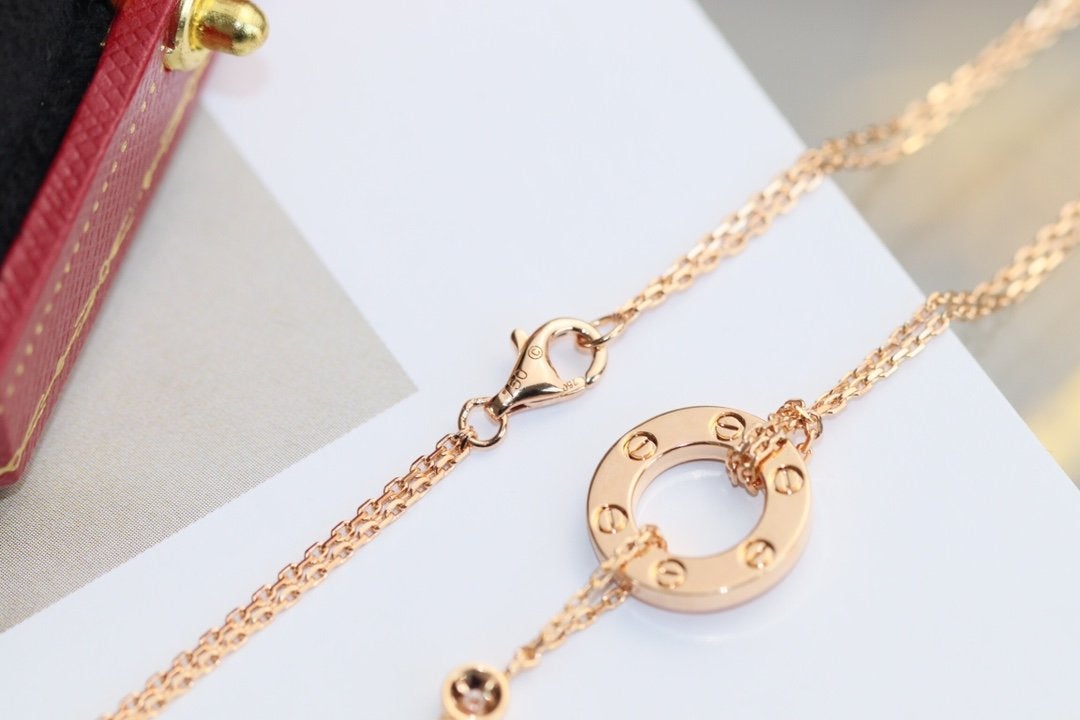 [ORA]LOVE NECKLACE ADJUSTABLE ROSE GOLD 2 DIAMOND
