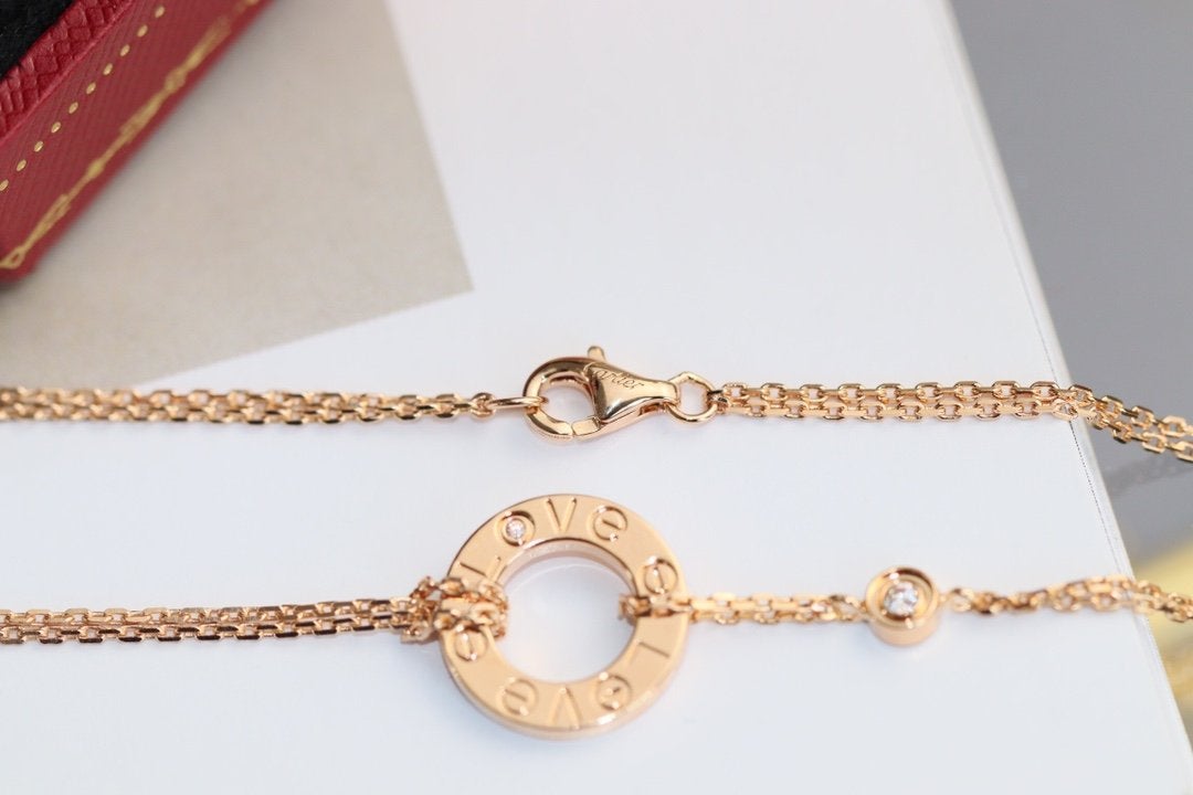 [ORA]LOVE NECKLACE ADJUSTABLE ROSE GOLD 2 DIAMOND