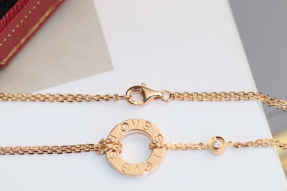 [ORA]LOVE NECKLACE ADJUSTABLE ROSE GOLD 2 DIAMOND