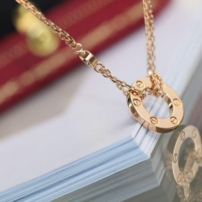 [ORA]LOVE NECKLACE ADJUSTABLE ROSE GOLD 2 DIAMOND