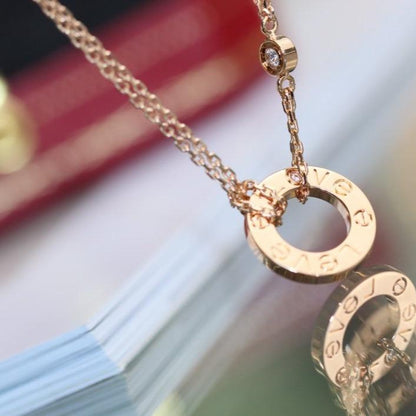 [ORA]LOVE NECKLACE ADJUSTABLE ROSE GOLD 2 DIAMOND