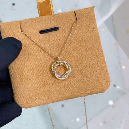 [ORA]TRINITY NECKLACE SILVER GOLD PINK GOLD DIAMONDS