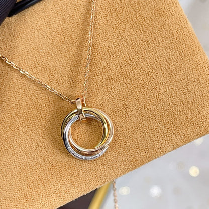 [ORA]TRINITY NECKLACE SILVER GOLD PINK GOLD DIAMONDS