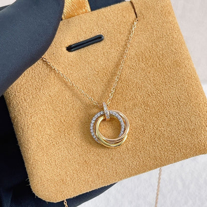 [ORA]TRINITY NECKLACE SILVER GOLD PINK GOLD DIAMONDS