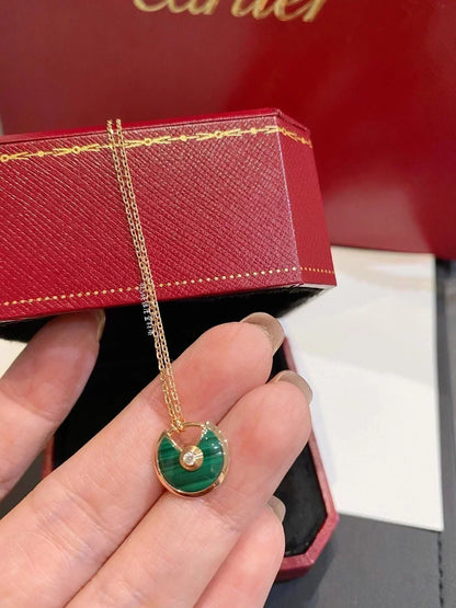 [ORA]AMULETTE ROSE GOLD MALACHITE NECKLACE
