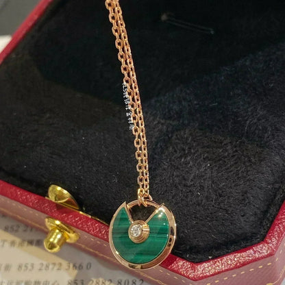 [ORA]AMULETTE ROSE GOLD MALACHITE NECKLACE