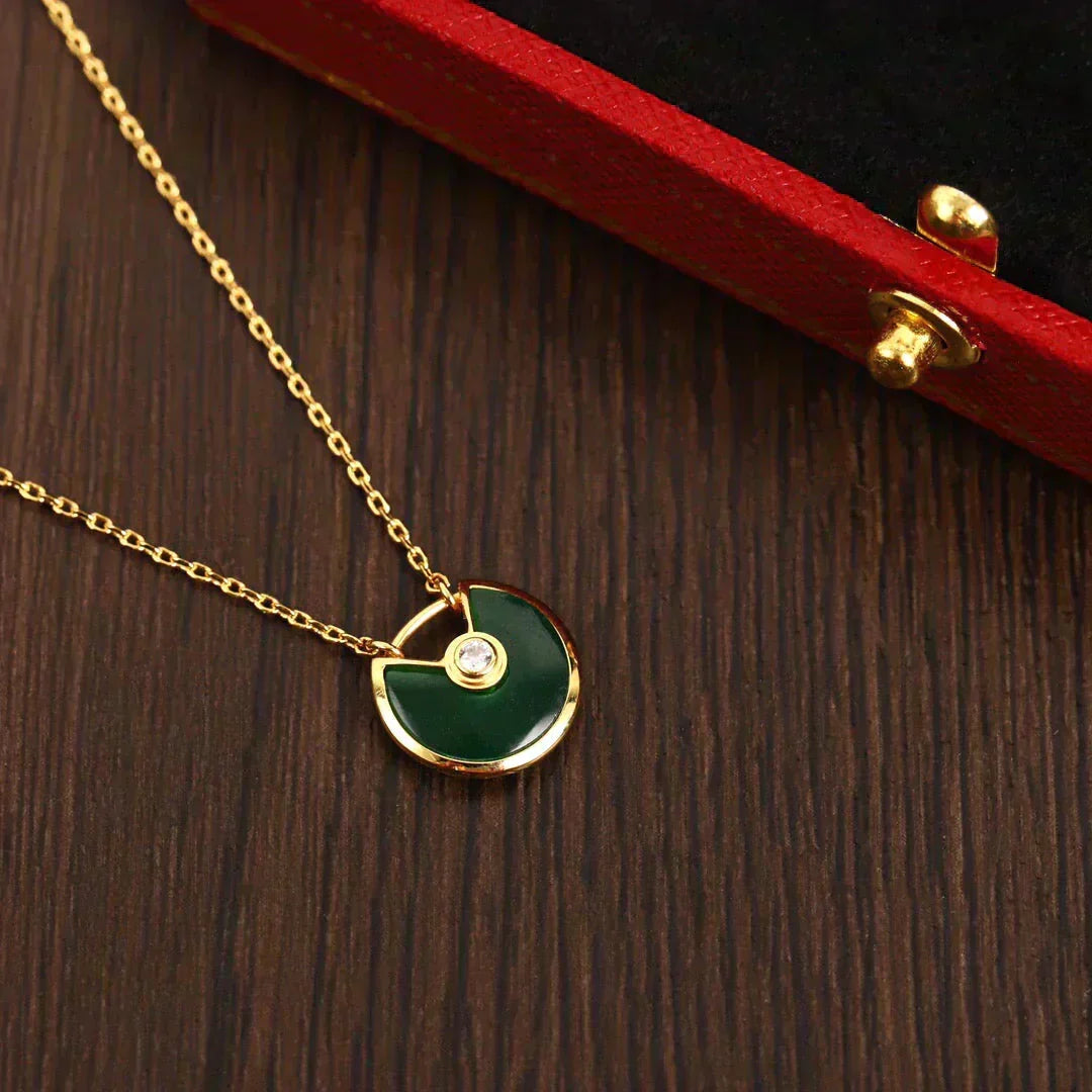 [ORA]AMULETTE GOLD MALACHIT HALSKETTE