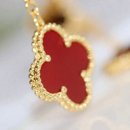 [ORA]CLOVER  2 MOTIF  TIGER EYE CARNELIAN EARRINGS