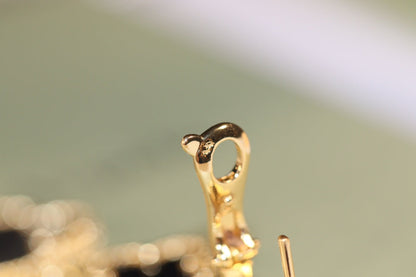 [ORA]CLOVER EARRINGS GOLD ONYX MOP 3 MOTIF