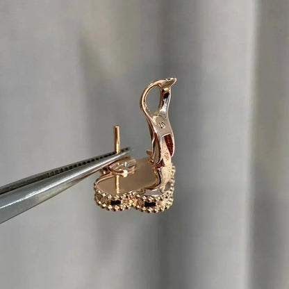 [ORA]CLOVER MEDIUM 1 MOTIFS  PINK MOP DIAMOND EARRINGS