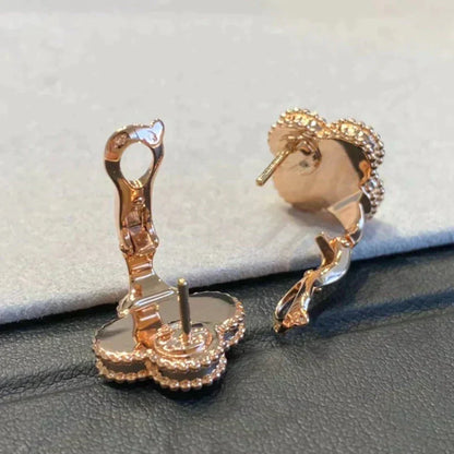 [ORA]CLOVER MEDIUM 1 MOTIFS GRAY MOP  DIAMOND EARRINGS