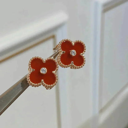 [ORA]CLOVER MEDIUM 1 MOTIFS CARNELIAN  DIAMOND earrings