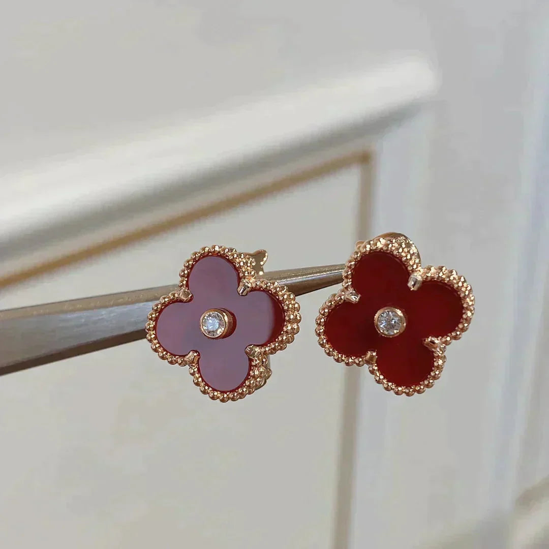 [ORA]CLOVER MEDIUM 1 MOTIFS CARNELIAN  DIAMOND earrings